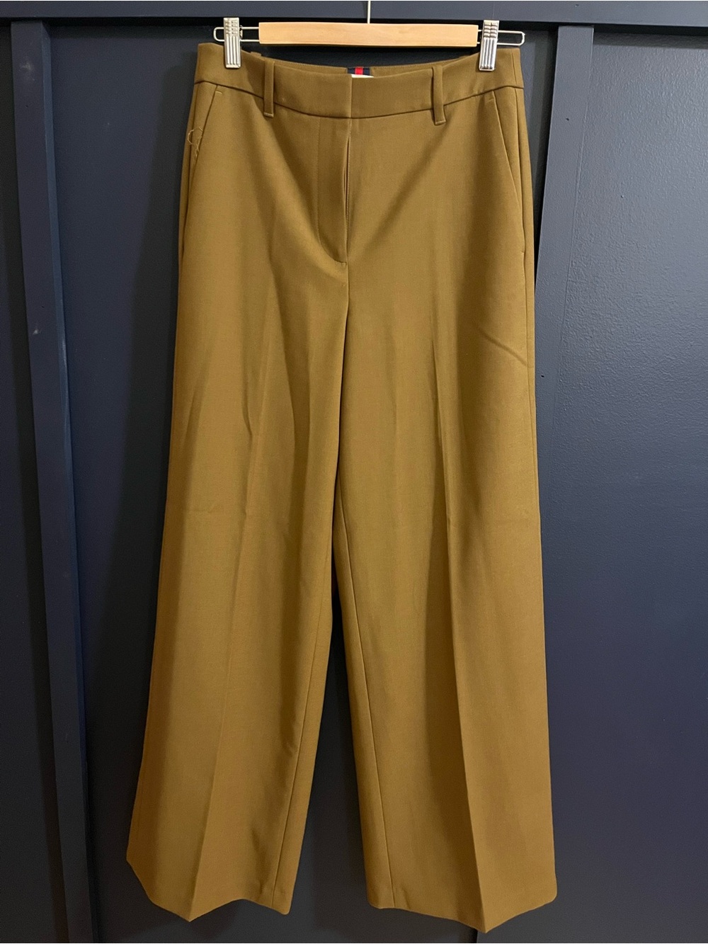 Boden khaki wide-leg trousers